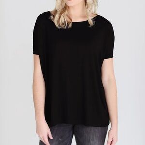 PIKO 1988 Bamboo Black Short Sleeve Flowy Top